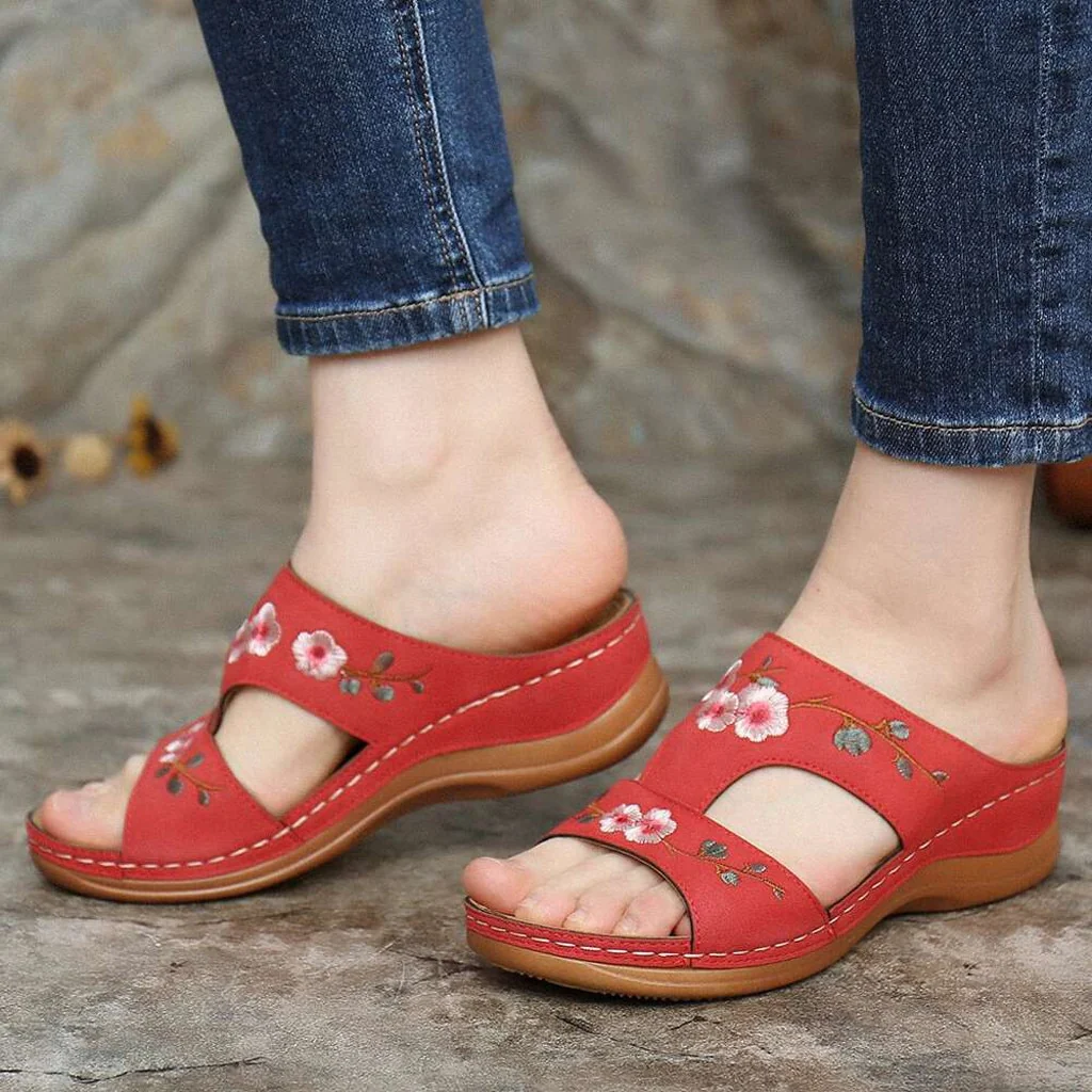 Women's  Embroidered Flower Summer Sandals