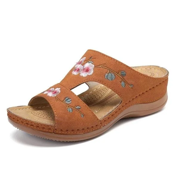 Women's  Embroidered Flower Summer Sandals