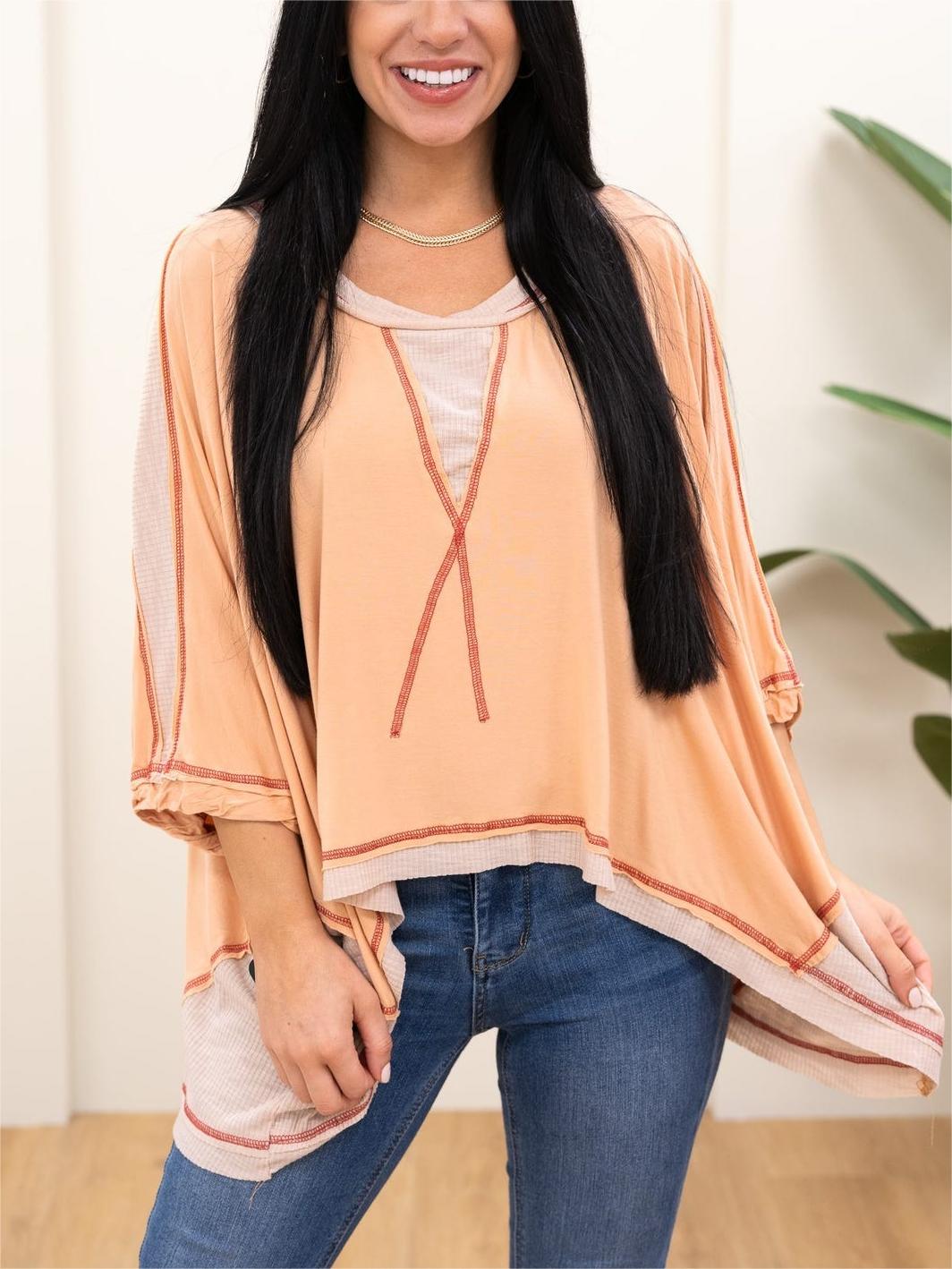 Women's Oversized Dolman Sleeve Patchwork Casual Top(Buy 2 Free Shipping)