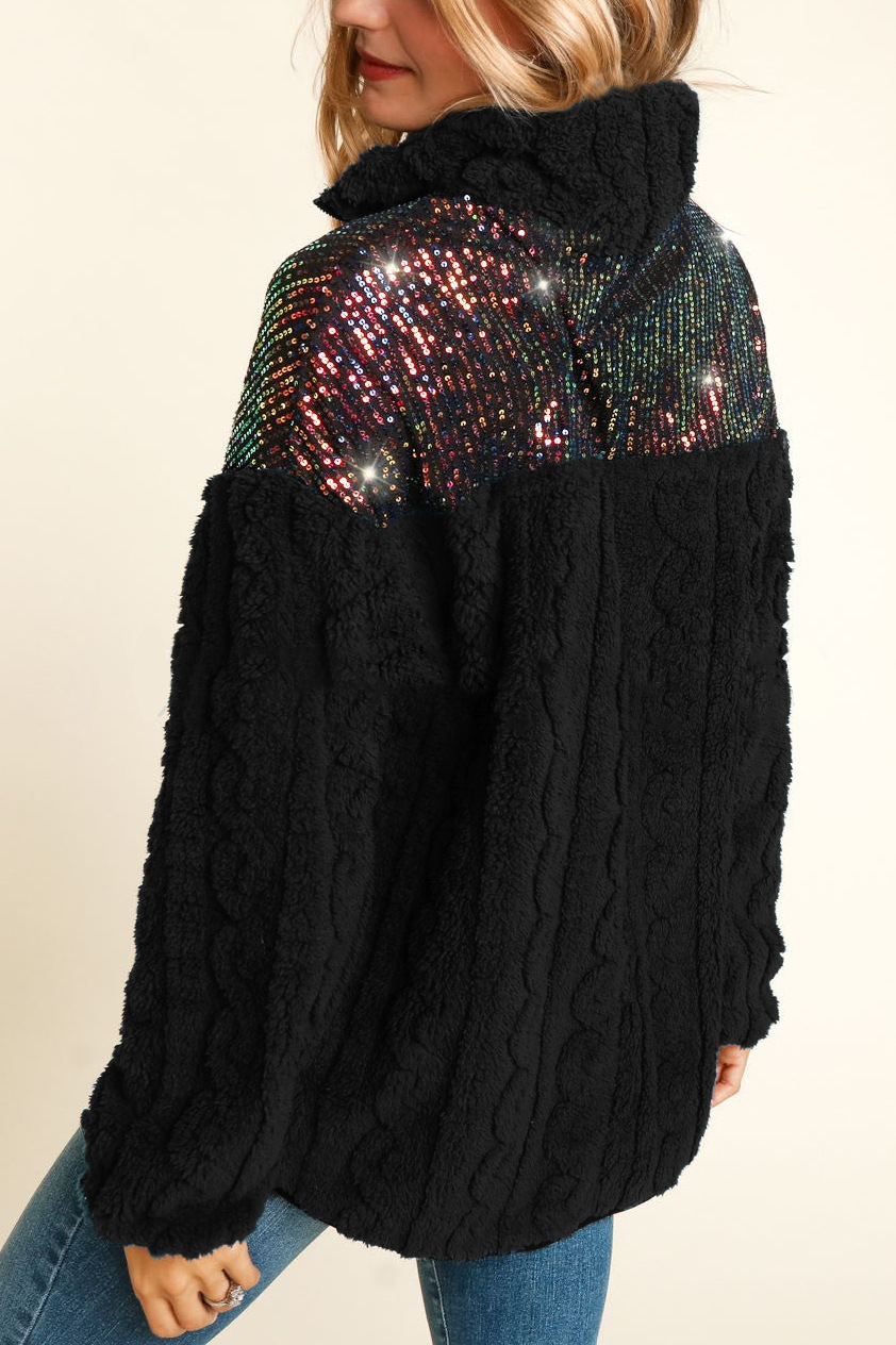 Turtleneck Sequined Sherpa Wool Thermal Jumper(Buy 2 Free Shipping)