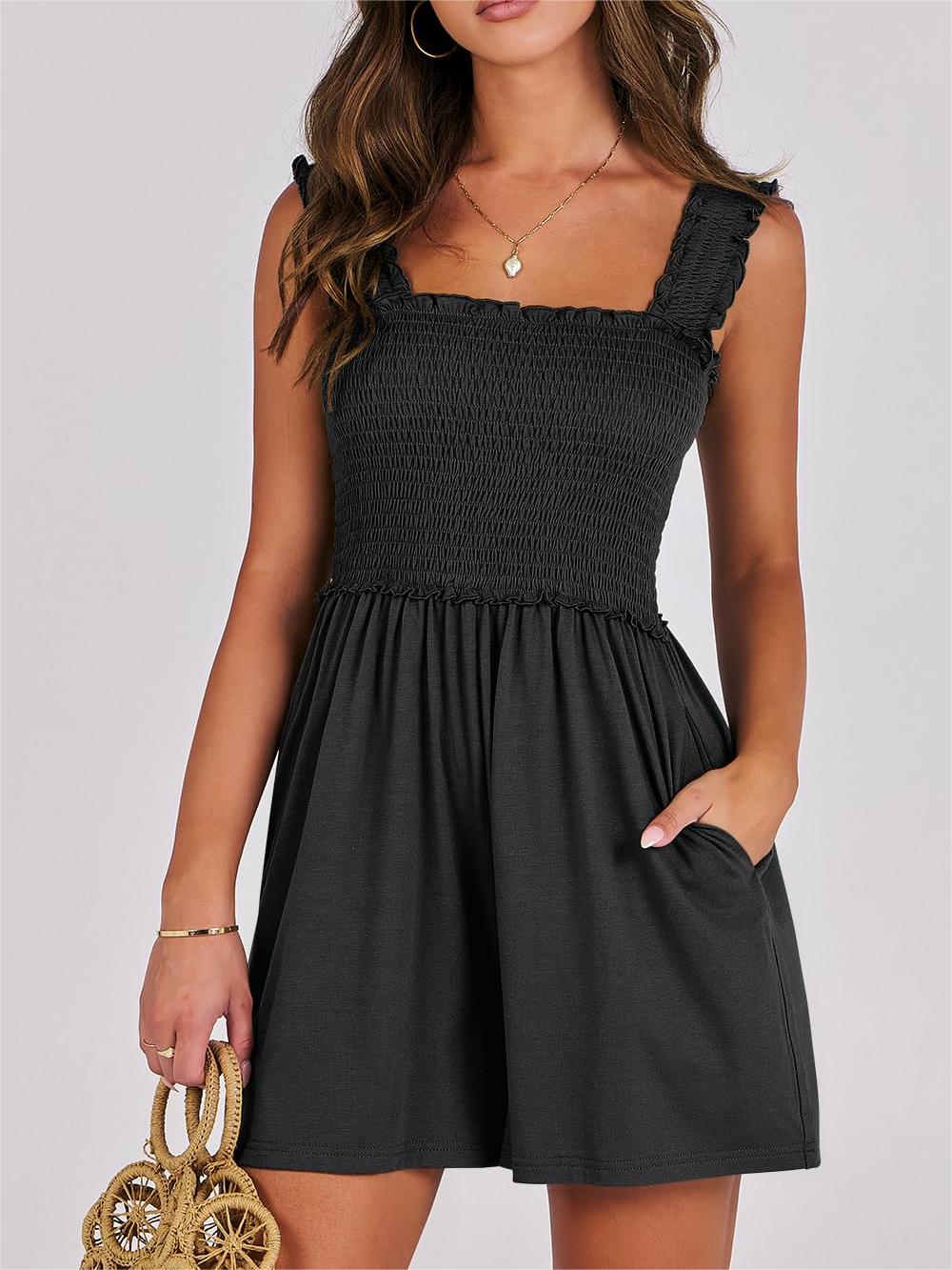 HOT SALE🔥Women's Square Neck Sleeveless Summer Rompers with Pockets (Buy 2 Free Shipping)