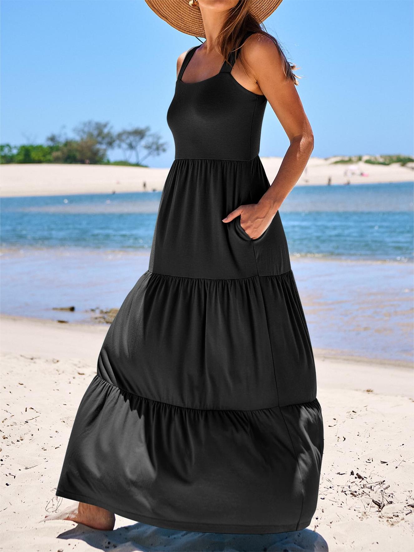 2024 Women's Casual Sleeveless Swing Dresses Long Maxi with Pockets（BUY 2 FREE SHIPPING）