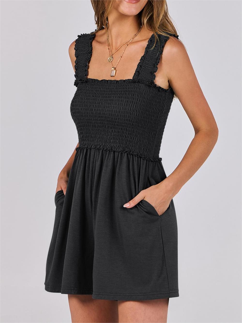 ⏰Hot Sale-Women's Square Neck Sleeveless Summer Rompers with Pockets (Buy 2 Free Shipping)