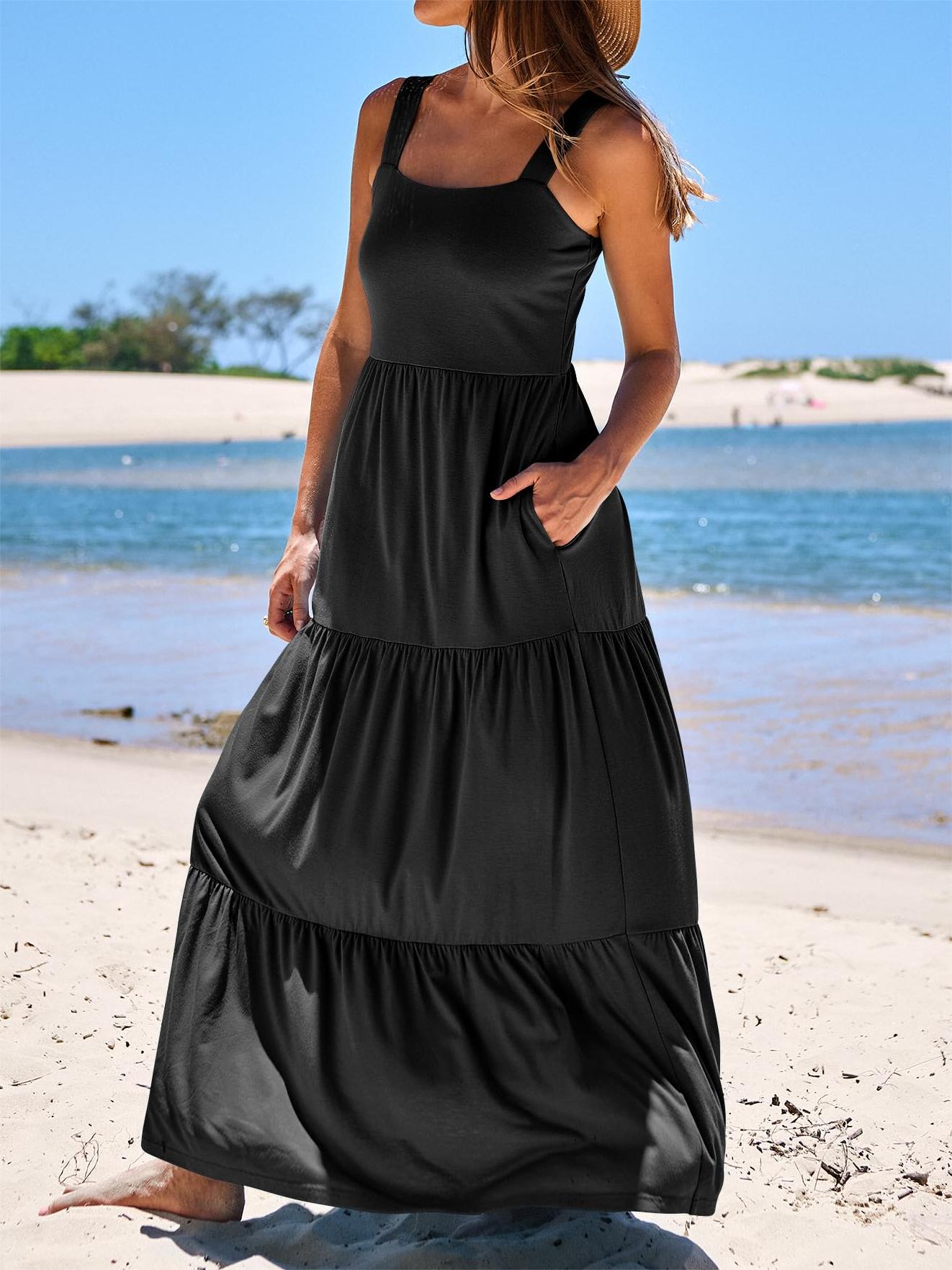 2024 Women's Casual Sleeveless Swing Dresses Long Maxi with Pockets（BUY 2 FREE SHIPPING）