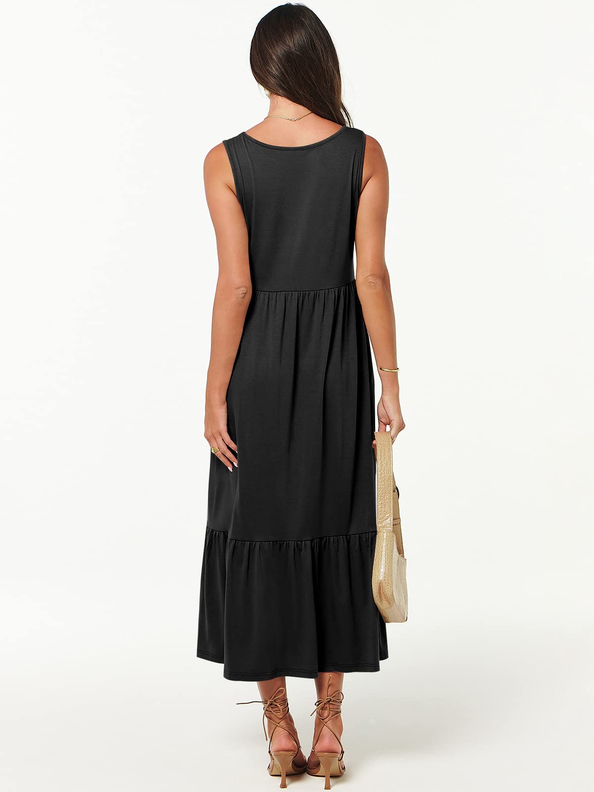 New Women's V Neck Layered Pocket Dress
