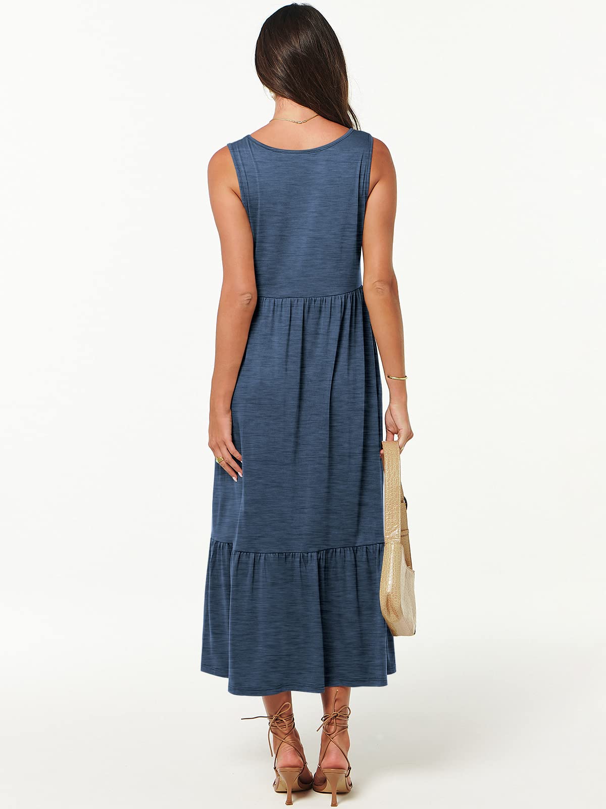 New Women's V Neck Layered Pocket Dress