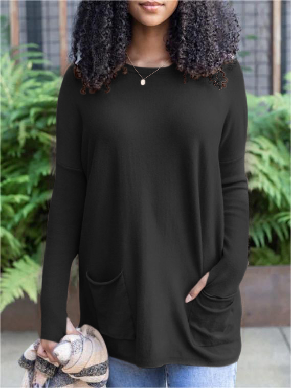Long Sleeve Thumbhole Sweater Pocket Tunic (Buy 2 Free Shipping)