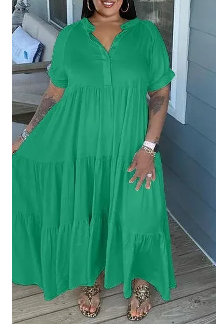 Oversized Tiered Midi Dress-Buy 2 Free Shipping