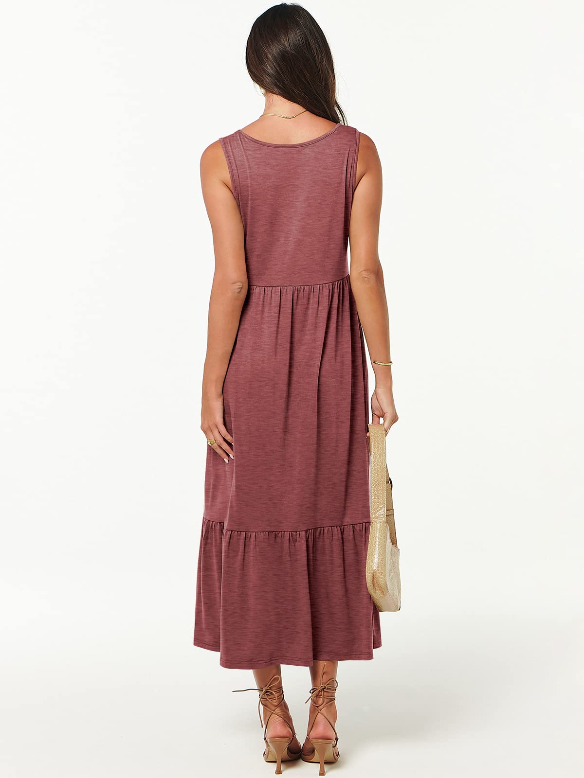 New Women's V Neck Layered Pocket Dress