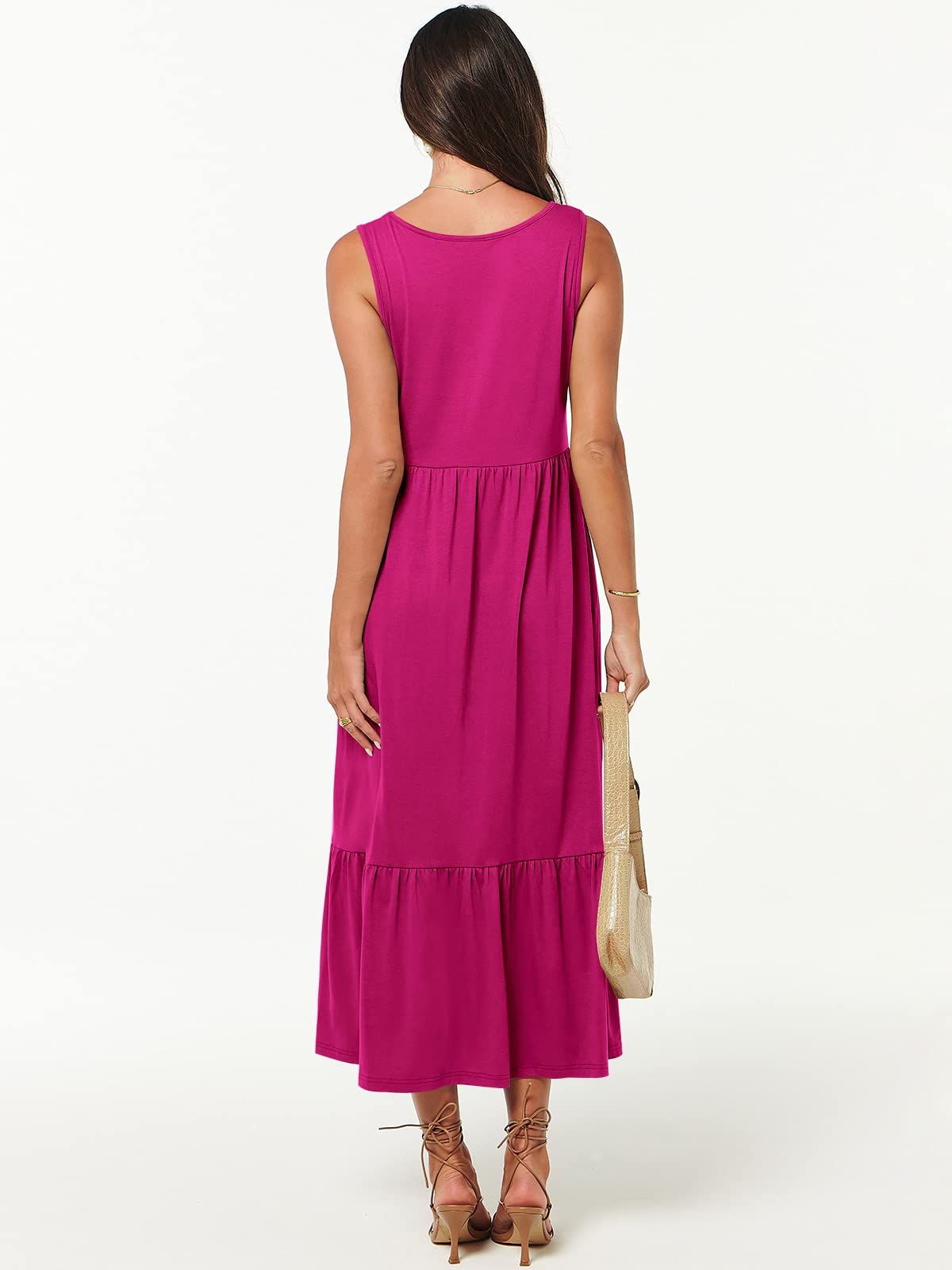 New Women's V Neck Layered Pocket Dress