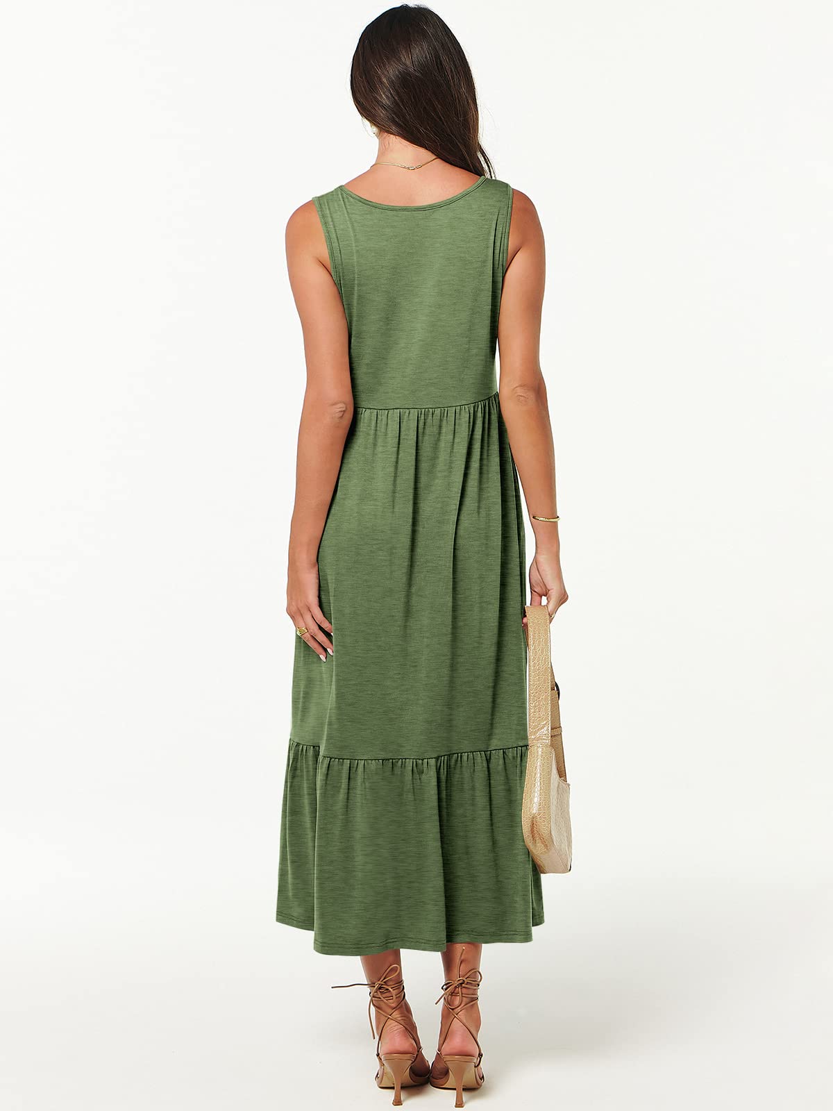 New Women's V Neck Layered Pocket Dress