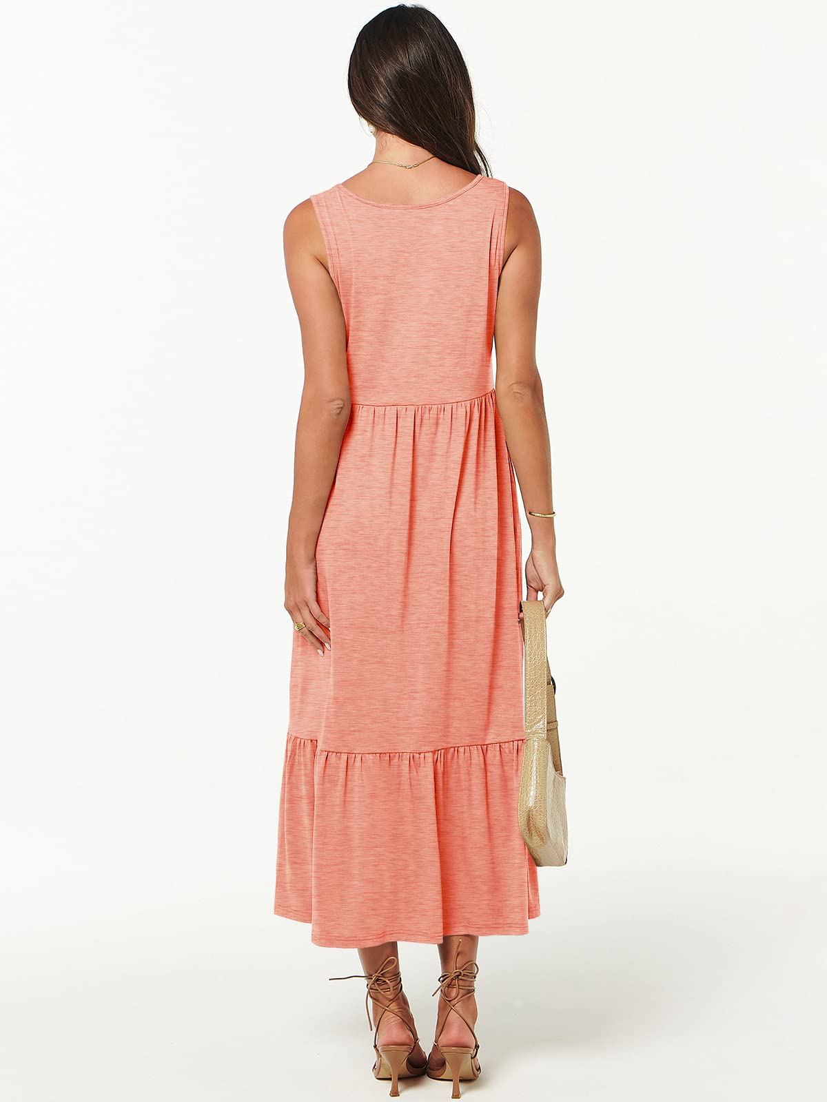 New Women's V Neck Layered Pocket Dress