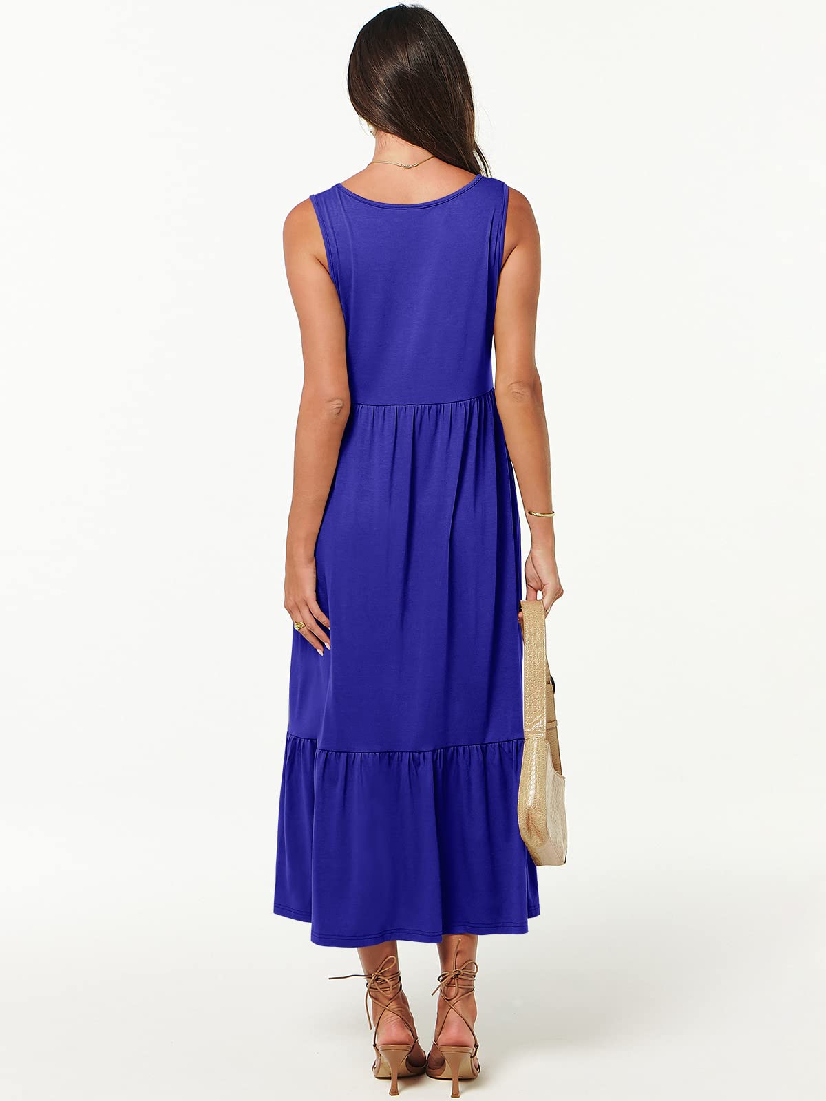 New Women's V Neck Layered Pocket Dress