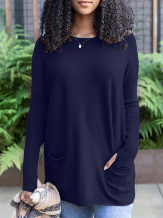 Long Sleeve Thumbhole Sweater Pocket Tunic (Buy 2 Free Shipping)