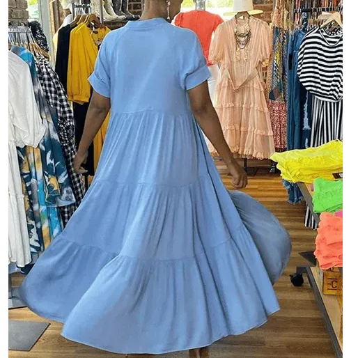 Oversized Tiered Midi Dress-Buy 2 Free Shipping