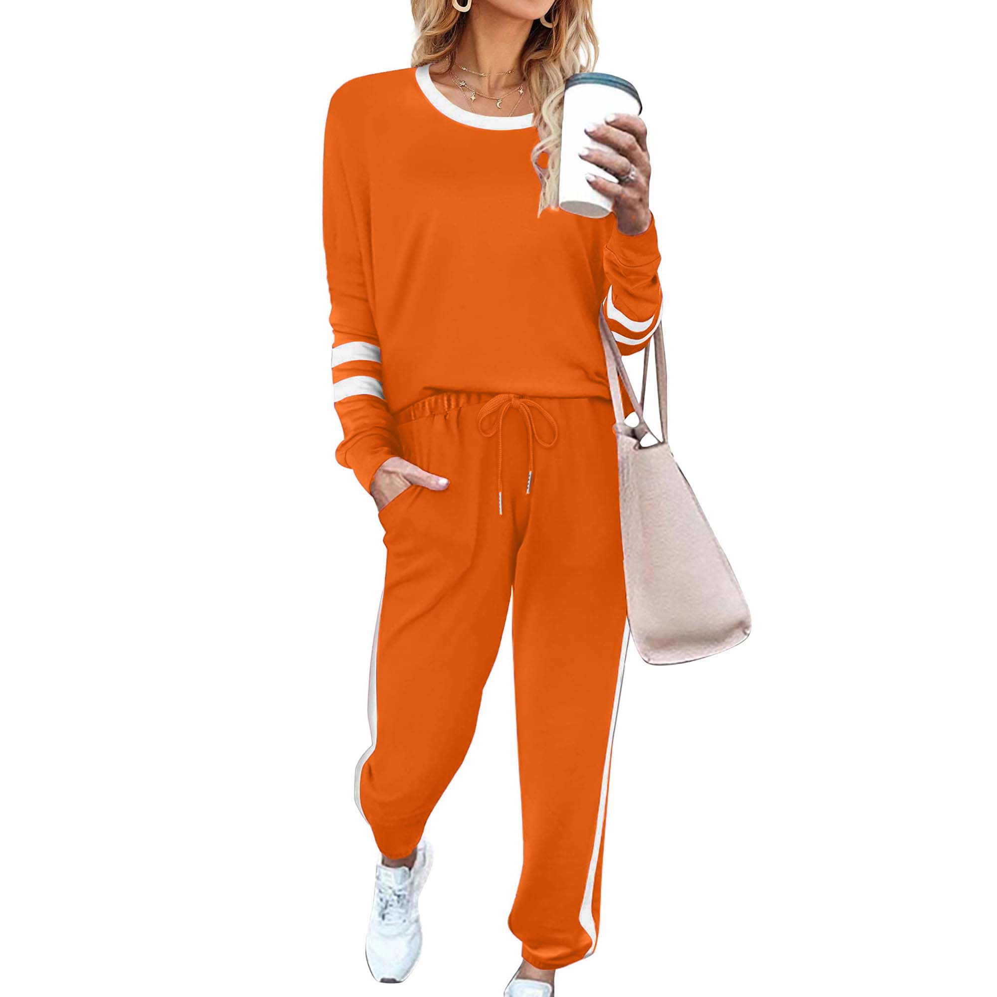 Womens Casual Crewneck Sweatshirts Pullover 2 Piece Outfits