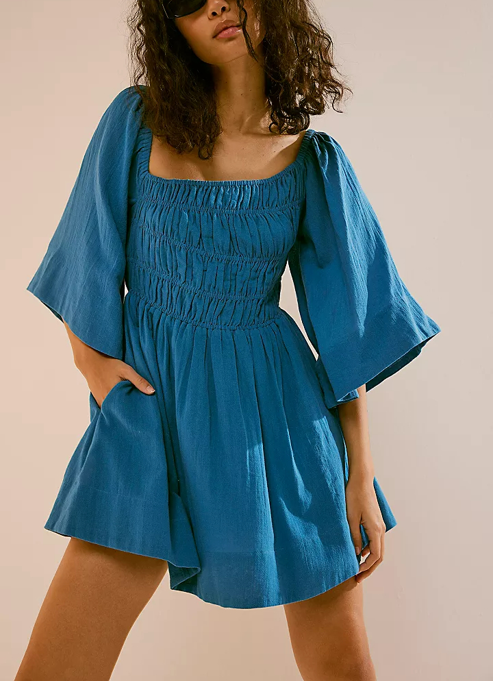 Asymmetrical Square Neckline Mini Dress(Buy 2 Free Shipping)