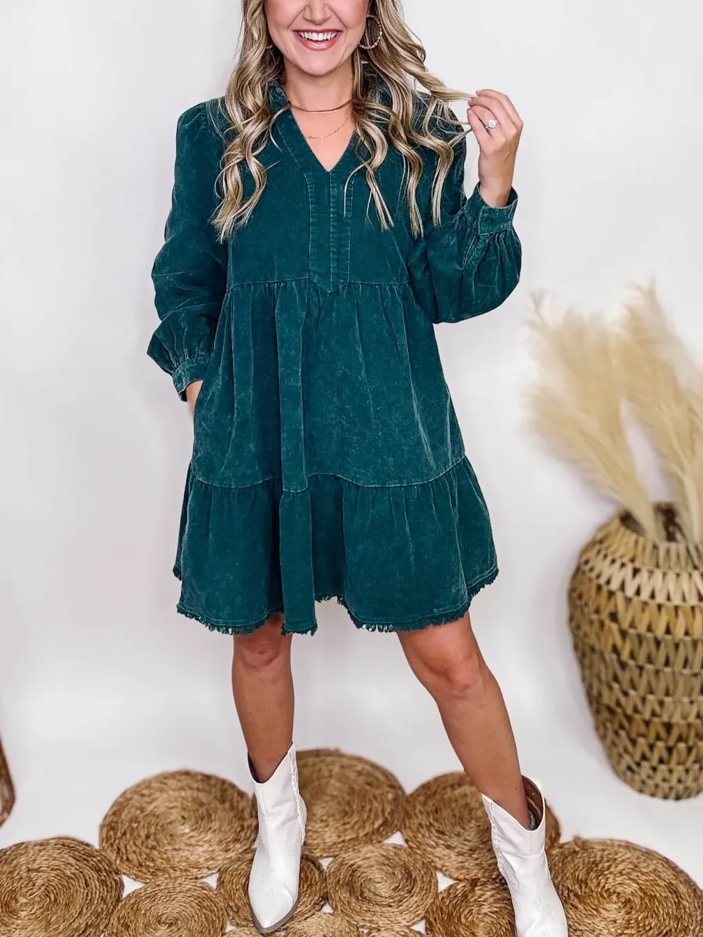 🔥HOT SALE-WOMEN'S WASHED LONG SLEEVE LAYERED DRESS (BUY 2 FREE SHIPPING)