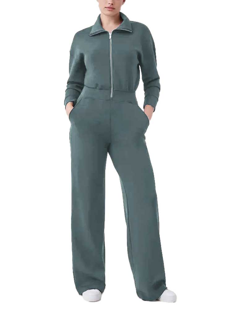 Zip Long Sleeve Wide Leg Jumpsuit (Buy 2 Free Shipping)