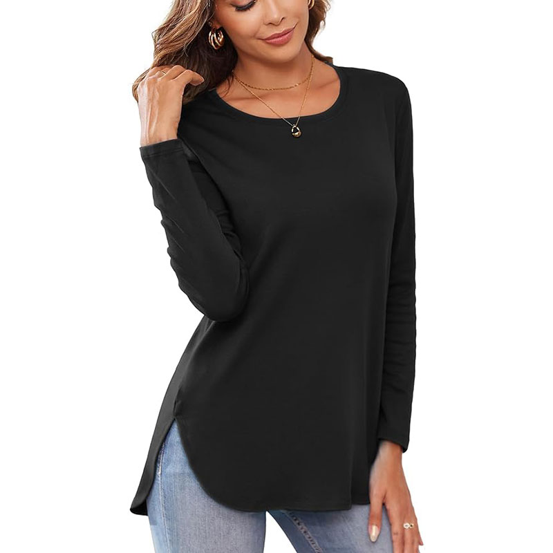 ⏰🔥Women's Casual T Shirt Crewneck with Side Split  Loose (Buy 2 Free Shipping)
