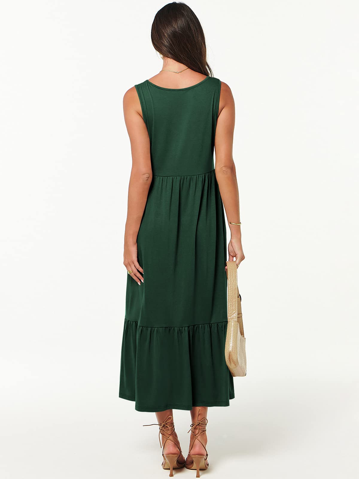 New Women's V Neck Layered Pocket Dress
