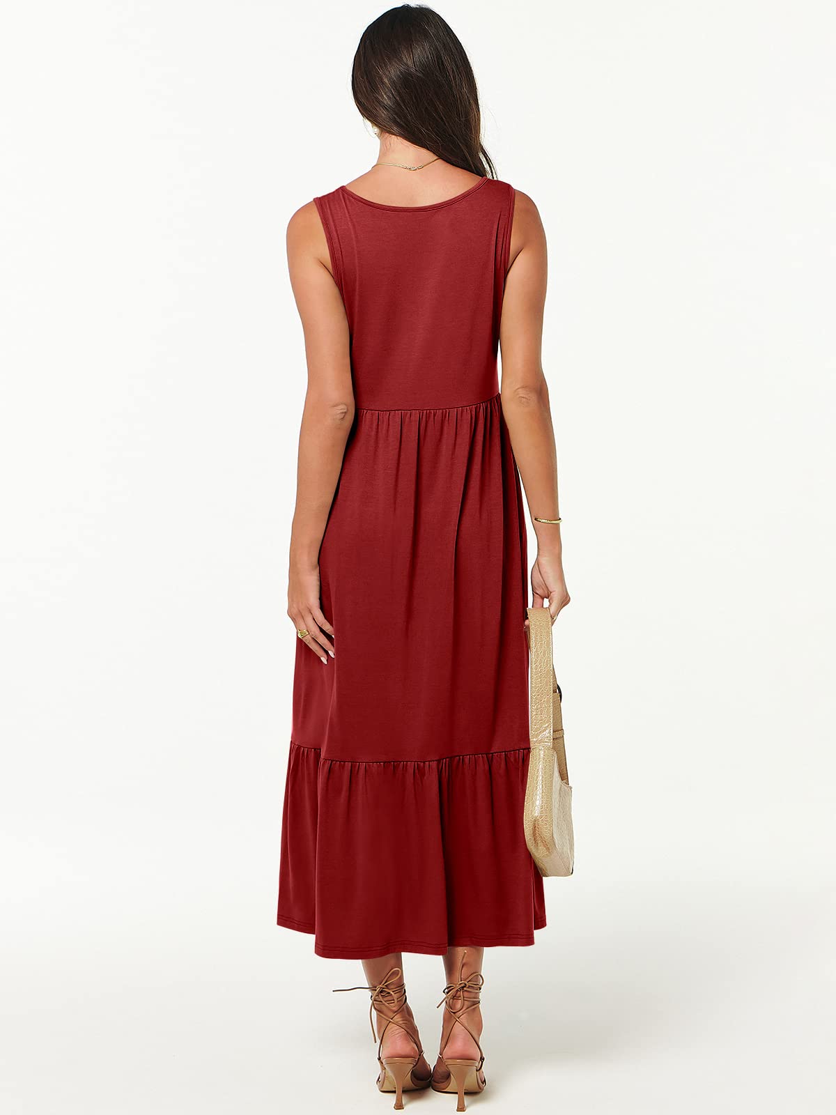 New Women's V Neck Layered Pocket Dress