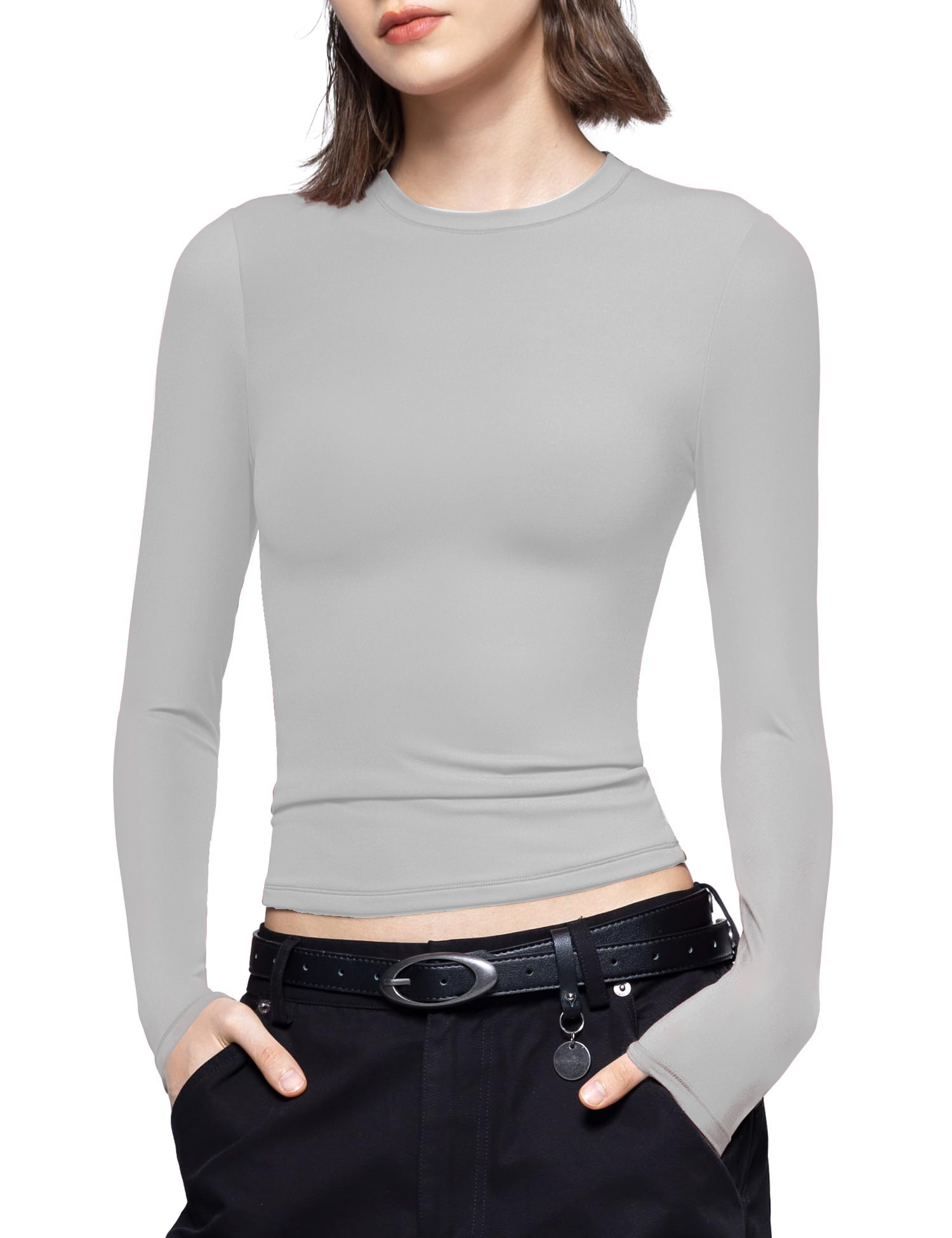 Women's Round Neck Long Sleeve Slim Fit T-shirt Tops(Buy 2 Free Shipping)