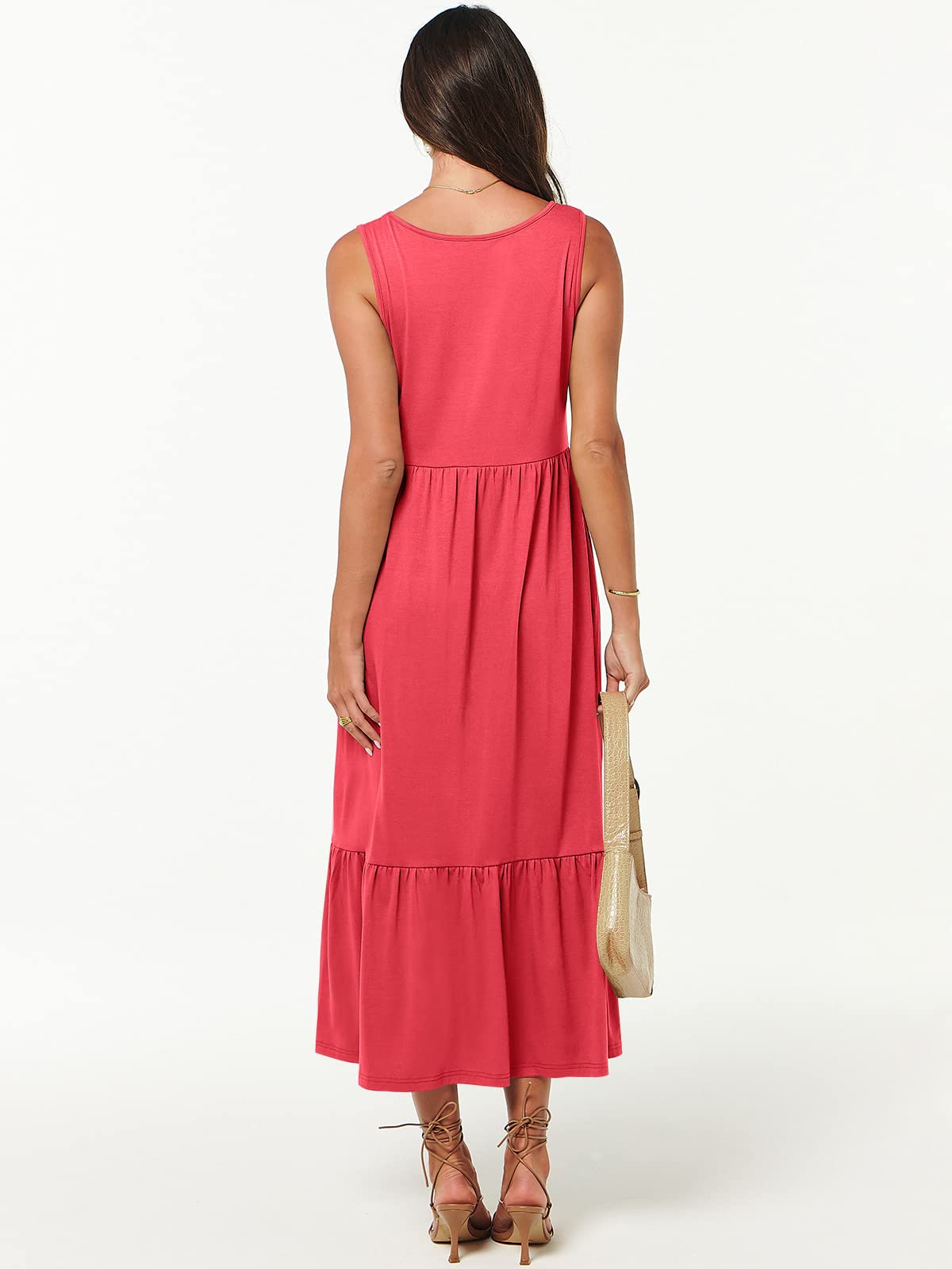 New Women's V Neck Layered Pocket Dress