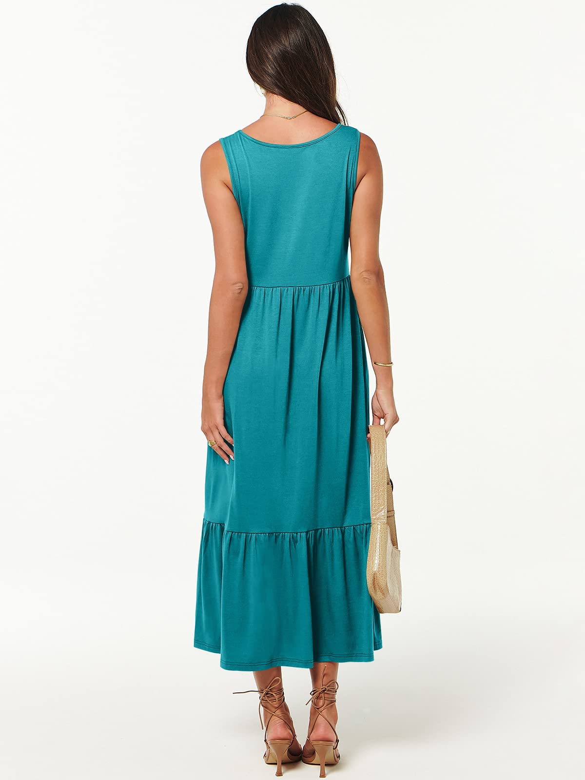 New Women's V Neck Layered Pocket Dress