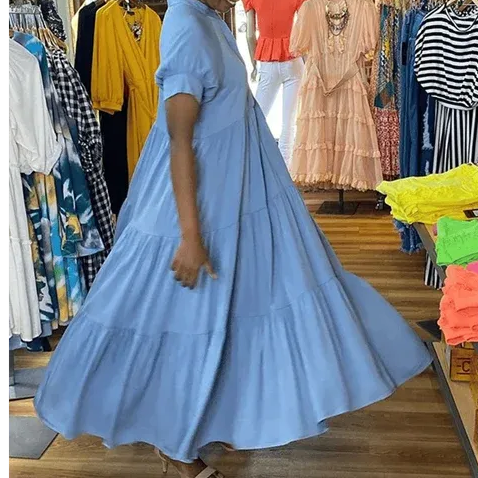 Oversized Tiered Midi Dress-Buy 2 Free Shipping