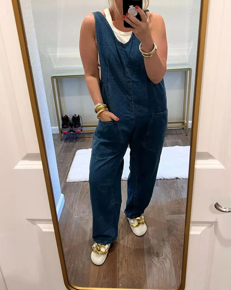 Versatile Denim Big Pocket Jumpsuit（BUY 2 FREE SHIPPING）