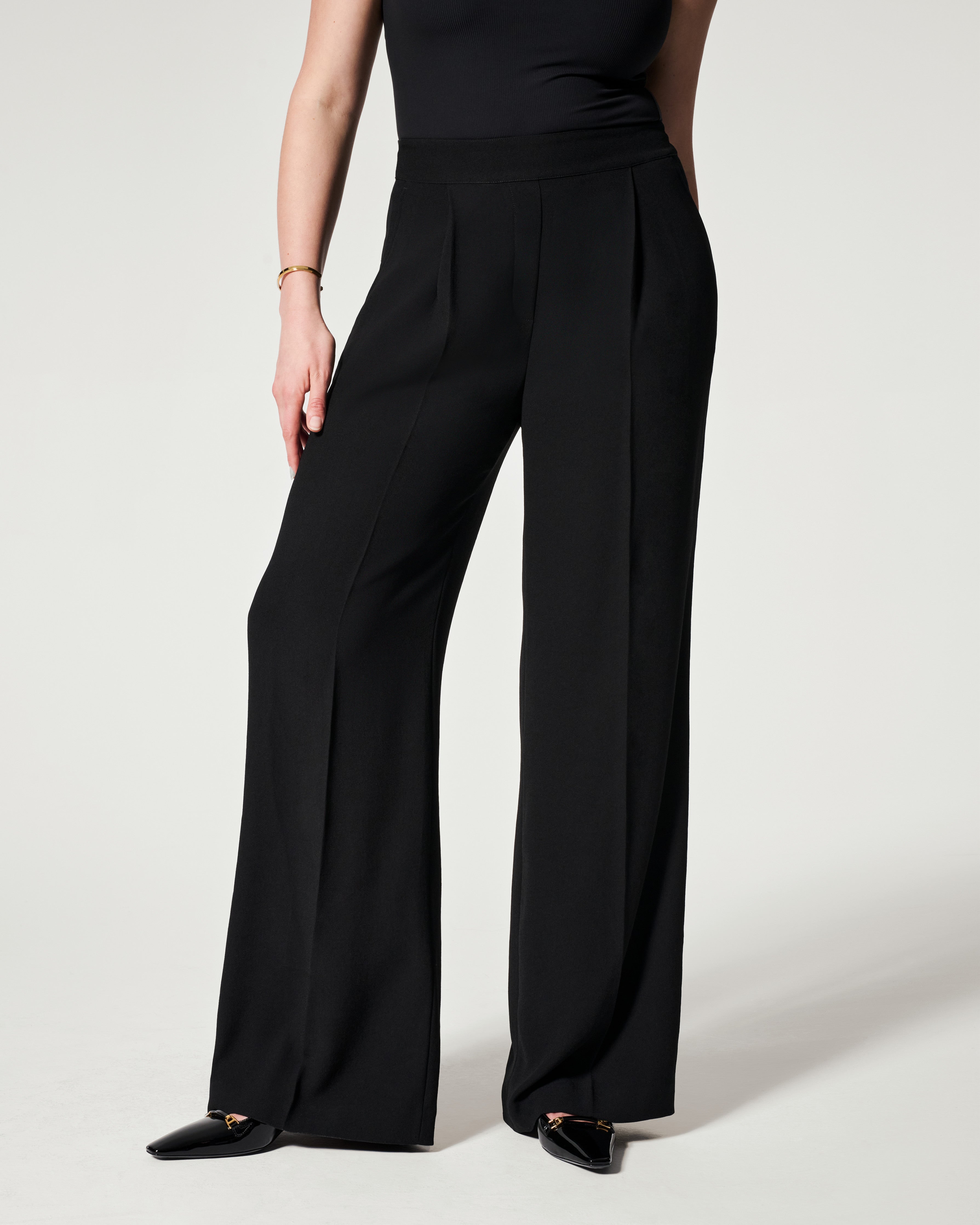 New Simple Crepe Pleated Straight-leg Trousers