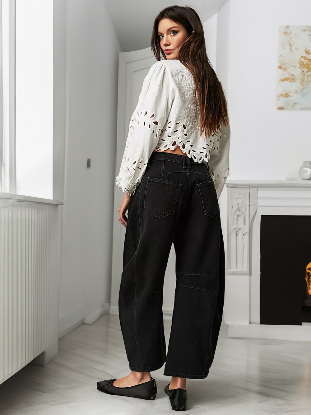 HOT SALE🔥Women's  Vintage Wide Leg Barrel Denim Ankle Pants