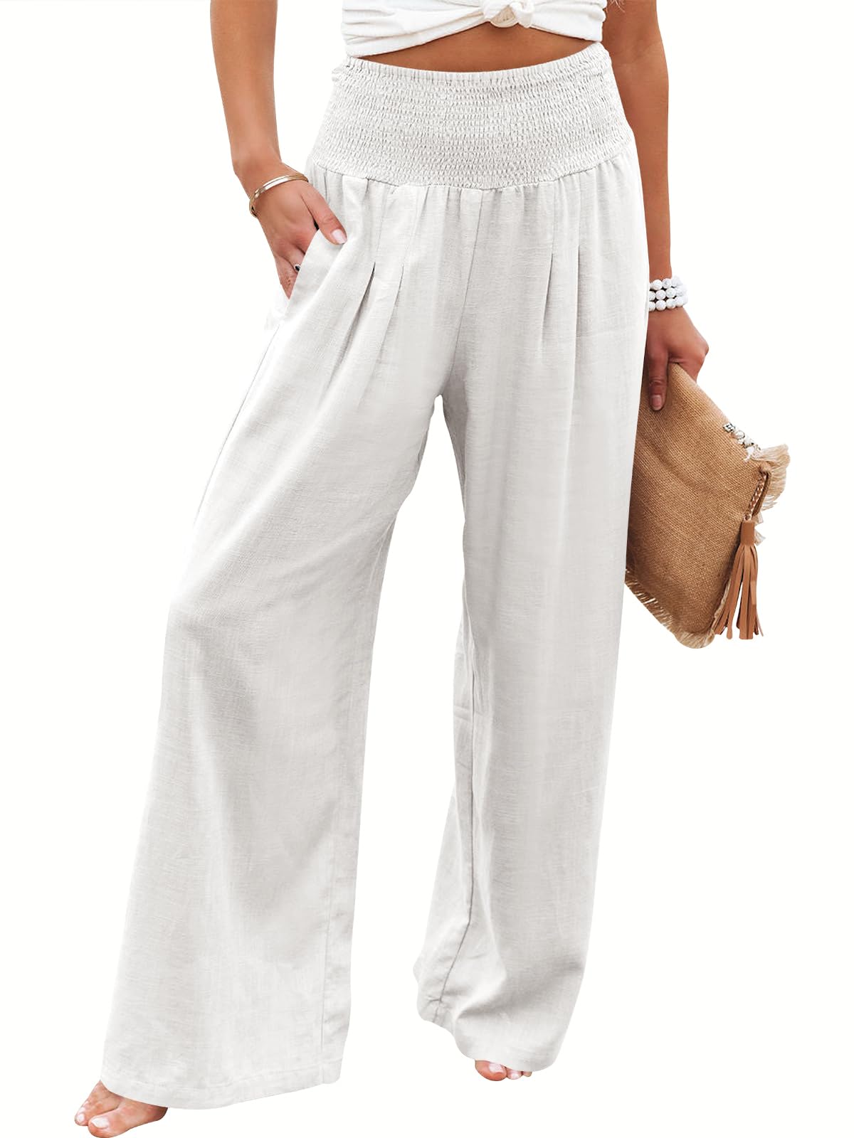 Women's High Waist Linen Casual Wide Leg Pants(Buy 3 Free Shipping)
