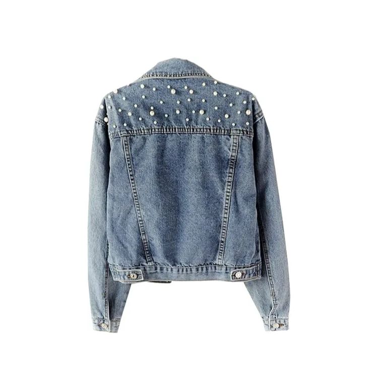 Super beautiful! 😍Women's Embroidered Pearl Beaded Jeans Jacket