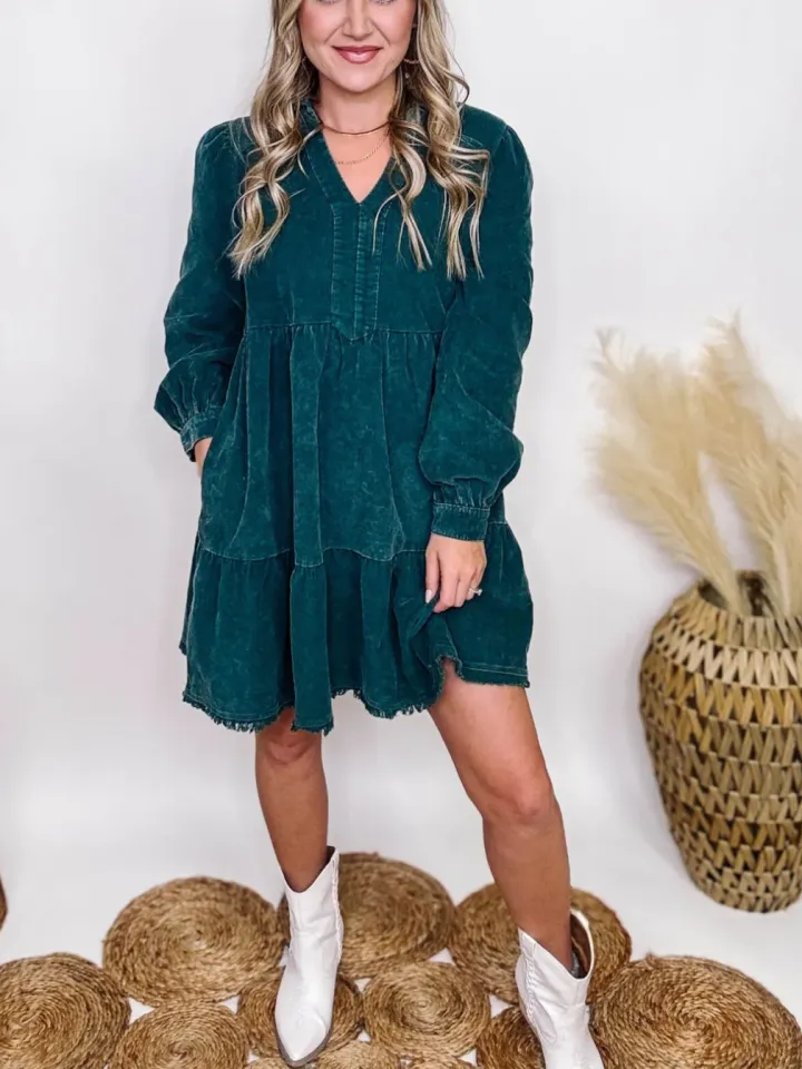 🔥HOT SALE-WOMEN'S WASHED LONG SLEEVE LAYERED DRESS (BUY 2 FREE SHIPPING)