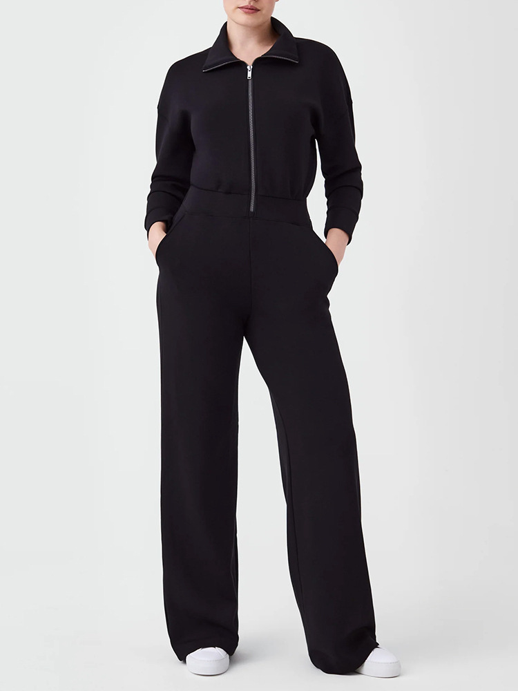 Zip Long Sleeve Wide Leg Jumpsuit (Buy 2 Free Shipping)