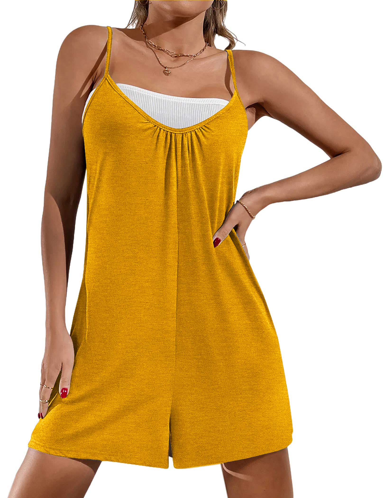 Women Jumpsuits Knit Ribbed Loose Long/shorts Romper with Pockets（BUY 2 FREE SHIPPING）