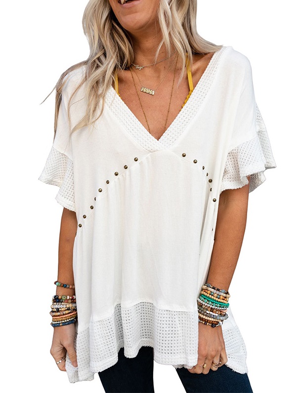 Deep V Studded Boho Tunic (Buy 2 Free Shipping)
