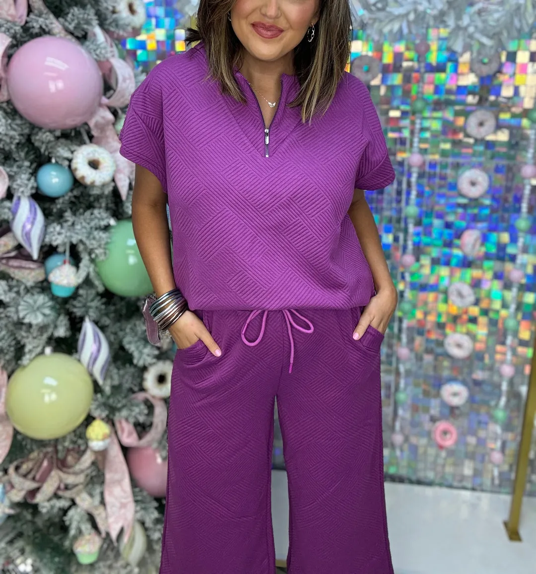Women's Textured Loose Zip Top and Drawstring Pants Casual Set (Buy 2 Free Shipping)
