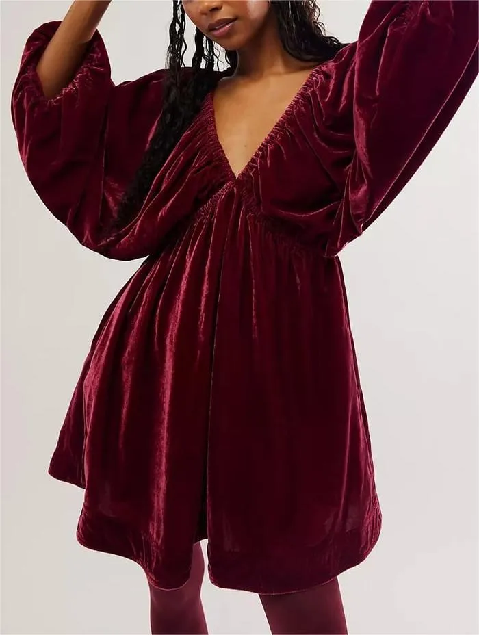 Christmas Sale 80% OFF ✨Women's V Neck Velvet Dress(Buy 2 Free Shipping)