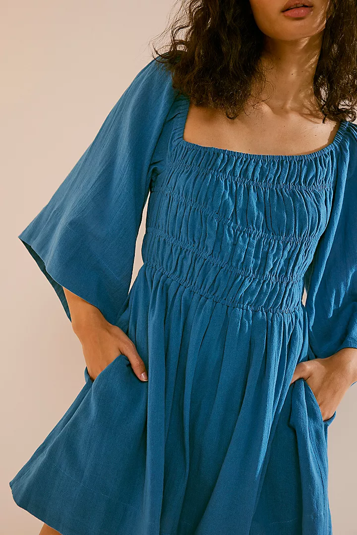 Asymmetrical Square Neckline Mini Dress(Buy 2 Free Shipping)