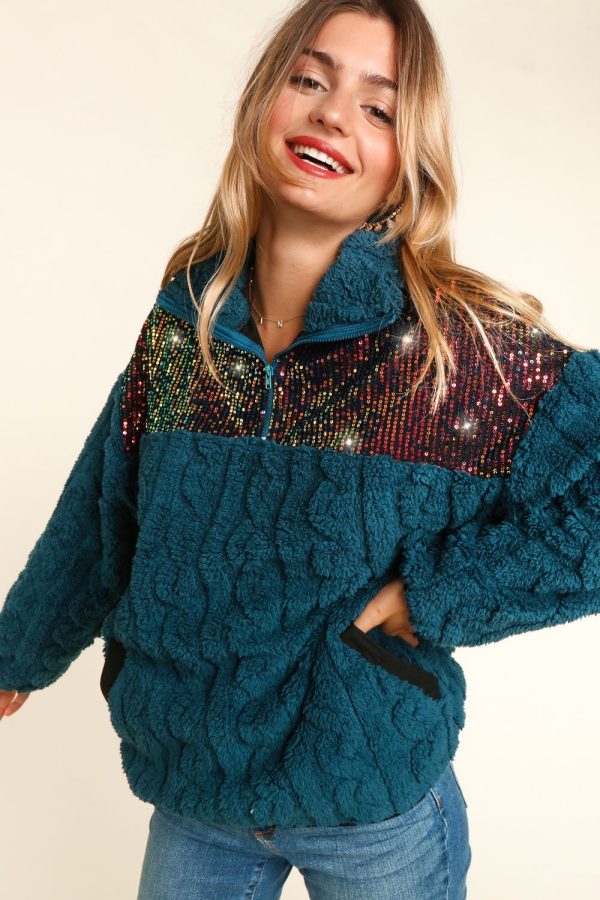 Turtleneck Sequined Sherpa Wool Thermal Jumper(Buy 2 Free Shipping)