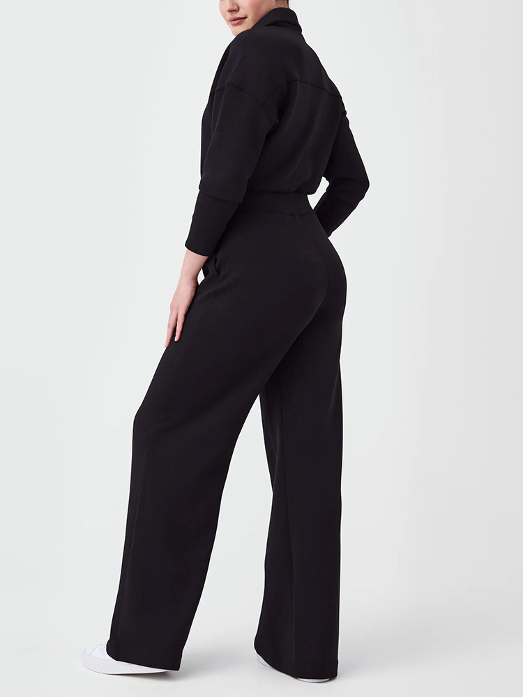 Zip Long Sleeve Wide Leg Jumpsuit (Buy 2 Free Shipping)