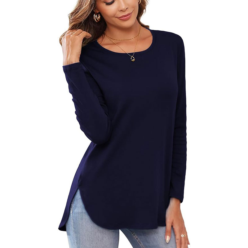 ⏰🔥Women's Casual T Shirt Crewneck with Side Split  Loose (Buy 2 Free Shipping)