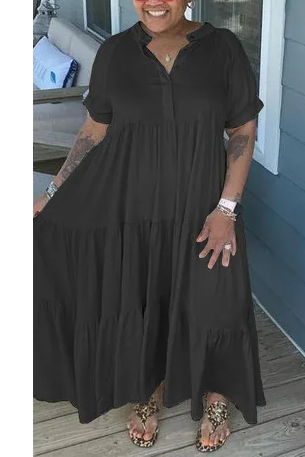 Oversized Tiered Midi Dress-Buy 2 Free Shipping