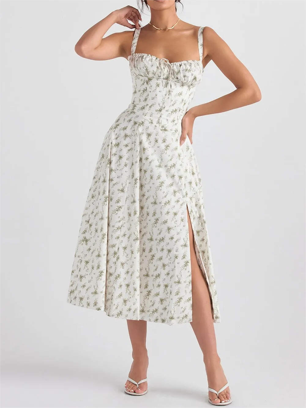 Women's Vintage Print Bustier Sundress 