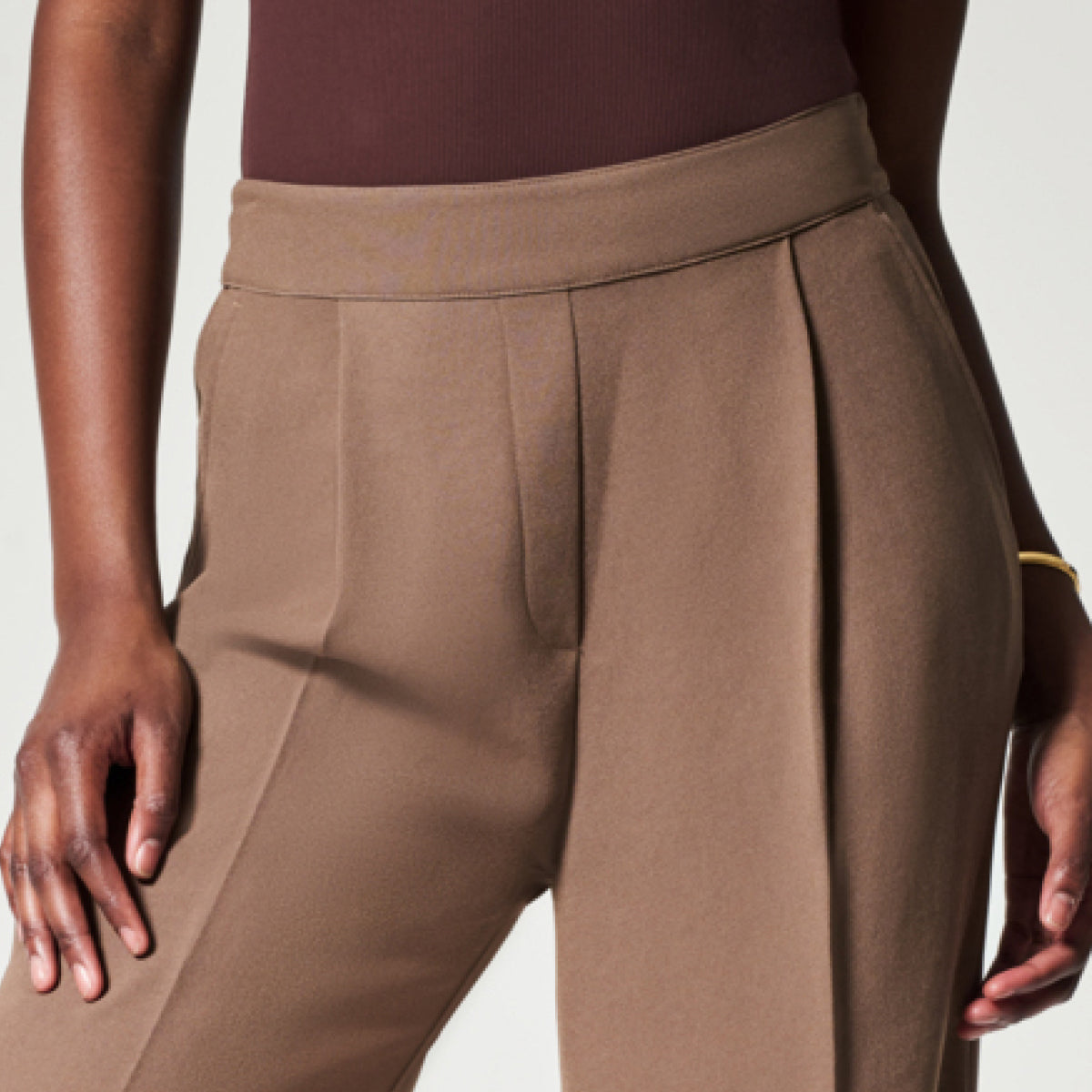 New Simple Crepe Pleated Straight-leg Trousers