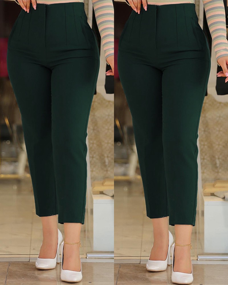 High Waist Cropped Work Pants