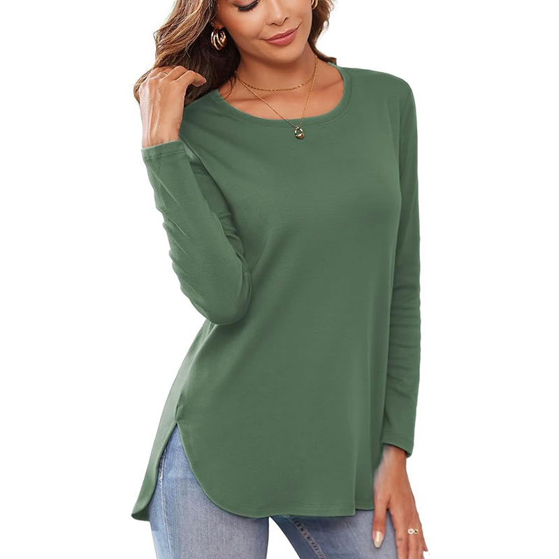 ⏰🔥Women's Casual T Shirt Crewneck with Side Split  Loose (Buy 2 Free Shipping)